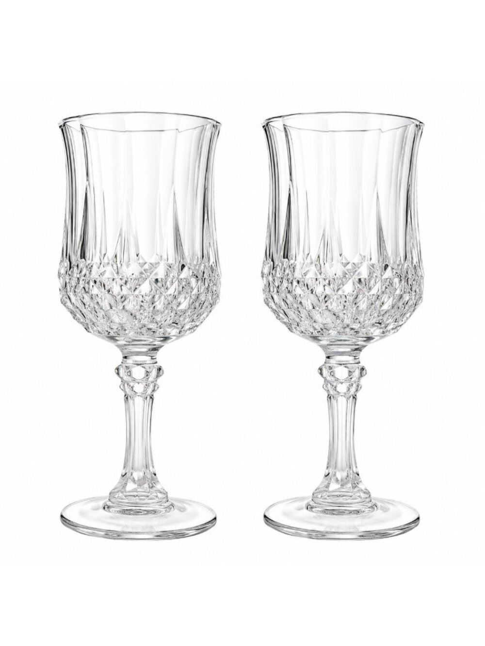 Vintage Cristal D Arques Longchamp Wine Goblets Set of 2 French Crystal Wine Gla